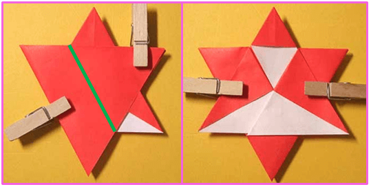 クリスマスオーナメント手作り折り紙　星形サンタクロースの折り方9